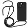 Mobigear Lanyard iPhone 15 Coque avec cordon en Silicone - Noir