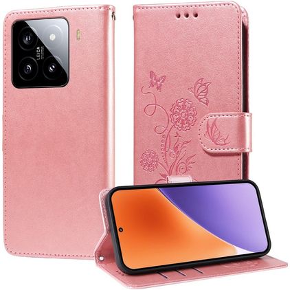 Mobigear Flowers Housse Xiaomi 15 Etui Porte-Monnaie - Rose doré