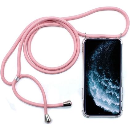 Mobigear Lanyard iPhone 11 Pro Coque avec cordon en TPU Souple - Transparent / Rose