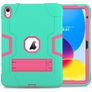 Mobigear ShieldStand Coque iPad 11 (2025) Coque arrière en Plastique rigide,Silicone + Support Amovible - Rose / Turquoise