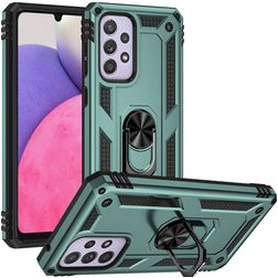 Mobigear Armor Ring Coque Samsung Galaxy A33 Coque arrière Rigide Anti-Chocs avec Anneau-Support - Vert