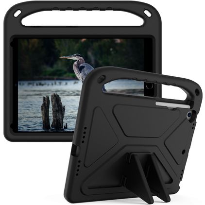 Mobigear AeroArmor Coque iPad 9 (2021) Coque de tablette pour enfants avec Poignée Enfants en EVA + Porte-crayon - Noir
