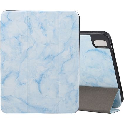 Mobigear Tri-Fold Marble Coque iPad 10 (2022) Etui + Porte-crayon - Bleu