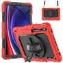 Mobigear SureGrip Xtreme Coque Samsung Galaxy Tab S9 Coque arrière en Plastique rigide,Silicone + Porte-crayon + Bandoulière + Support Amovible - Rouge