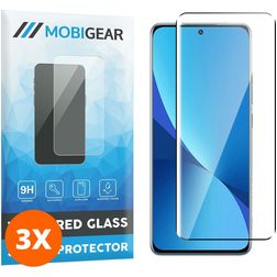 Mobigear Premium Xiaomi 12X Verre trempé Protection d'écran - Compatible Coque - Noir (Lot de 3)