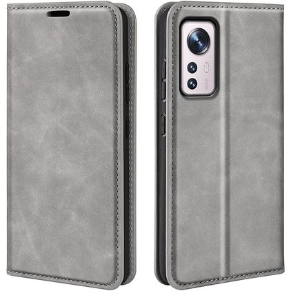 Mobigear Retro Slim Housse Xiaomi 12 Pro Etui Porte-Monnaie - Gris
