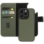 Mobiparts Housse iPhone 15 Pro MagSafe Etui avec Coque Détachable en Cuir Véritable Porte-Monnaie - Vert