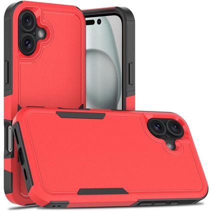 Mobigear Heavy Armor iPhone 16 Plus Plastique rigide Coque arrière Antichoc - Rouge