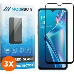 Mobigear Premium OPPO A12 Verre trempé Protection d'écran - Compatible Coque - Noir (Lot de 3)
