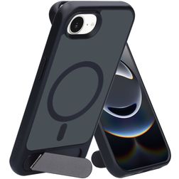 Mobiparts Hardcover Coque iPhone 16e MagSafe Coque arrière Rigide avec Support Amovible - Satin Black