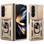 Mobigear Armor Ring Cam Slide Coque Samsung Galaxy Z Fold 8 Ultra Coque arrière Rigide Anti-Chocs avec Anneau-Support et Protecteur Lentilles - Or