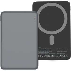 Valenta Ultra Slim - Batterie externe Simple USB-C 5.000 mAh 15W - Compatible MagSafe - Gris