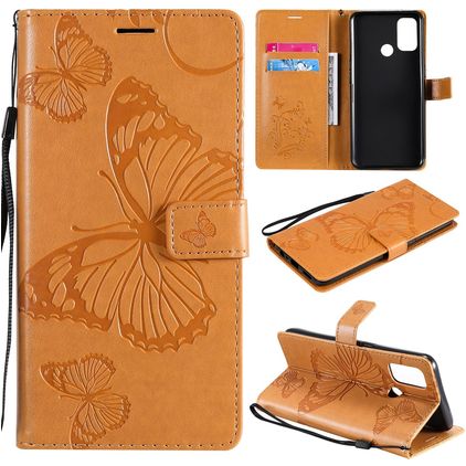 Mobigear Butterfly OPPO A53s Étui Portefeuille - Cognac