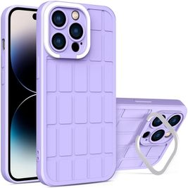 Mobigear Cube Coque iPhone 14 Pro Max Coque arrière Rigide avec Support Amovible - Violet