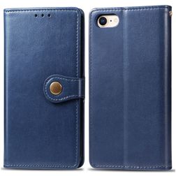 Mobigear Snap Button Housse iPhone SE (2022) Etui Porte-Monnaie - Bleu