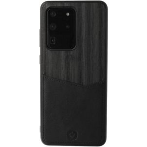 Valenta Card Slot Coque Samsung Galaxy S20 Ultra Coque arrière en Cuir Véritable avec Porte-Cartes - Noir