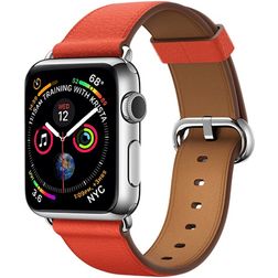 Mobigear Roma Bracelet Cuir pour Apple Watch Fermeture boucle ardillon - 42/41/40/38 mm - Orange