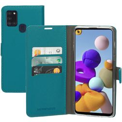 Mobiparts Saffiano Wallet Housse Samsung Galaxy A21s Etui Porte-Monnaie - Turquoise