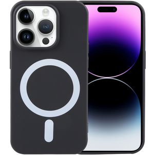 Mobigear Rubber Touch Coque iPhone 15 Pro MagSafe Coque arrière en Silicone - Noir
