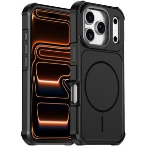 Mobigear Airbag Shockproof Coque iPhone 17 Pro MagSafe Coque arrière Rigide Anti-Chocs - Noir