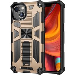 Mobigear Armor Stand Coque iPhone 13 Pro Coque arrière Rigide Anti-Chocs avec Support Amovible - Or