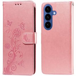 Mobigear Flowers Housse Samsung Galaxy S26 Plus Etui Porte-Monnaie - Rose doré