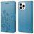 Mobigear Flowers Housse iPhone 14 Pro Etui Porte-Monnaie - Bleu