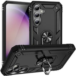 Mobigear Armor Ring Samsung Galaxy S23 FE Plastique rigide Coque arrière Antichoc avec bague de maintien - Noir