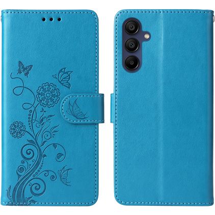 Mobigear Flowers Housse Samsung Galaxy A16 Etui Porte-Monnaie - Bleu