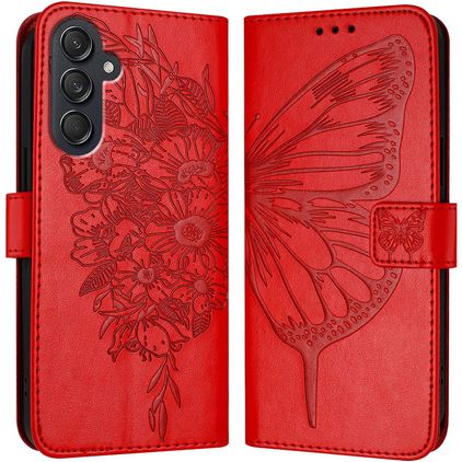 Mobigear Butterfly Housse Samsung Galaxy M55 Etui Porte-Monnaie - Rouge