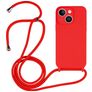 Mobigear Lanyard iPhone 14 Plus Coque avec cordon en Silicone - Rouge