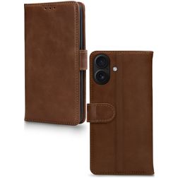 Mobilize Wallet Housse iPhone 17 Etui en Cuir Véritable Porte-Monnaie - Marron