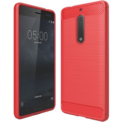 Mobigear Brushed Slim Coque Nokia 5 Coque arrière en TPU Souple - Rouge