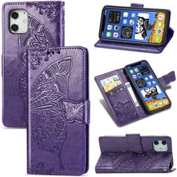 Mobigear Butterfly Housse iPhone 12 Pro Etui Porte-Monnaie - Violet