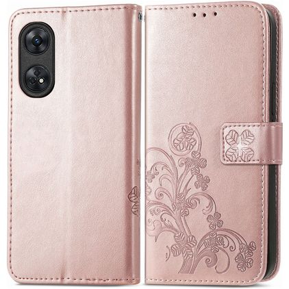 Mobigear Clover Housse OPPO Reno 8T 4G Etui Porte-Monnaie - Rose doré