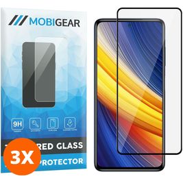 Mobigear Premium POCO X3 Pro Verre trempé Protection d'écran - Compatible Coque - Noir (Lot de 3)