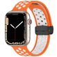 Mobigear Sport Plus Mag Bracelet Silicone Apple Watch Fermeture magnétique - 42/41/40/38 mm - Blanc / Orange