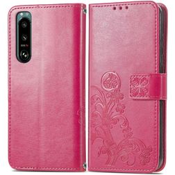 Mobigear clover Housse Sony Xperia 5 IV Etui Porte-Monnaie - Magenta