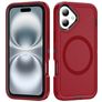 Mobigear Rugged Mag Coque iPhone 16 MagSafe Coque arrière Rigide Anti-Chocs - Rouge
