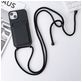 Mobigear Lanyard Card iPhone 15 Coque avec cordon en Silicone et Porte-Cartes - Noir