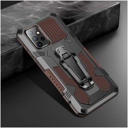 Mobigear Armor Stand Coque Samsung Galaxy A72 Coque arrière Rigide Anti-Chocs avec Support Amovible - Marron