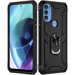 Mobigear Armor Ring Motorola Moto G71 5G Plastique rigide Coque arrière Antichoc avec bague de maintien - Noir