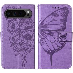Mobigear Butterfly Housse Google Pixel 9 Pro Etui Porte-Monnaie - Violet