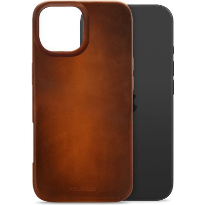 Mobilize Premium iPhone 17 MagSafe Cuir véritable Coque arrière - Burned Cognac