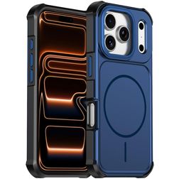 Mobigear Airbag Shockproof Coque iPhone 17 Pro Max MagSafe Coque arrière Rigide Anti-Chocs - Bleu