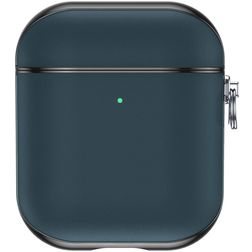Valenta Snap Coque Apple AirPods 2 Coque en Cuir Véritable - Bleu