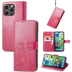 Mobigear Clover Housse iPhone 15 Pro Etui Porte-Monnaie - Magenta
