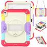 Mobigear SureGrip Xtreme Coque iPad 10 (2022) Coque arrière en Plastique rigide,Silicone + Bandoulière + Support Amovible - Rainbow