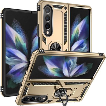 Mobigear Armor Ring Coque Samsung Galaxy Z Fold 4 Coque arrière Rigide Anti-Chocs avec Anneau-Support - Or