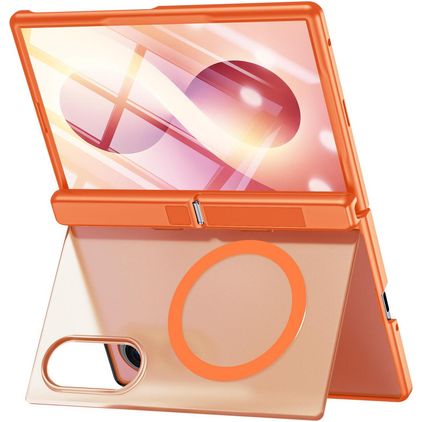 Mobigear Kickstand Coque Samsung Galaxy Z Fold 8 MagSafe Coque arrière Rigide Anti-Chocs avec Support Amovible - Orange